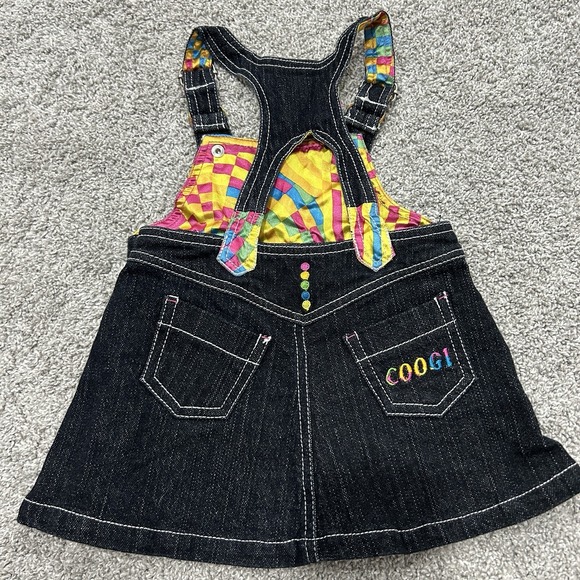 Coogi Baby Vintage Denim Overall Dress Rainbow Embroidered 90s Y2K Collectible - Picture 4 of 8